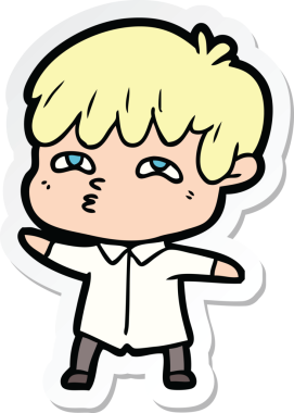 Bir insan tarafından çizilmiş garip bir adamın çıkartması.