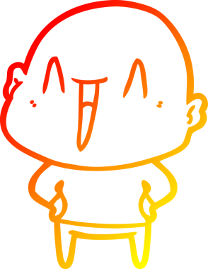 Bir insan tarafından çizilmiş mutlu, kel bir adamın sıcak çizgi çizimi.