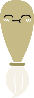 Bir insan tarafından çizilmiş bir boya fırçasının düz renk retro karikatürü