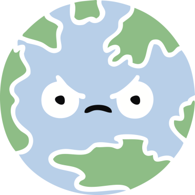 Bir insan tarafından çizilmiş düz renkli bir yeryüzü çizgi filmi.