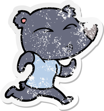 Bir insan tarafından çizilmiş bir çizgi film koşu ayısının sıkıntılı çıkartması.