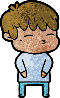 Bir insan tarafından çizilmiş meraklı bir çocuk.