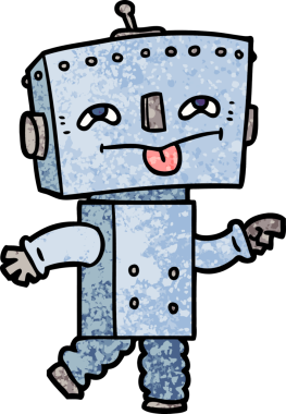 Bir insan tarafından çizilmiş çizgi film robotu