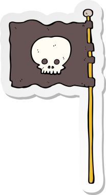 Bir insan tarafından çizilmiş korsan bayrağının çıkartması.