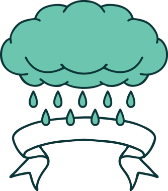 Bir insan tarafından çizilmiş, bulutlu geleneksel dövme.