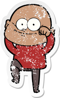 Bir insan tarafından çizilmiş kel bir adamın sıkıntılı çıkartması.