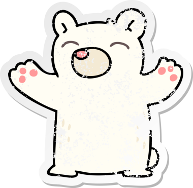 Bir insan tarafından çizilmiş garip bir el çizimi kutup ayısının sıkıntılı çıkartması.