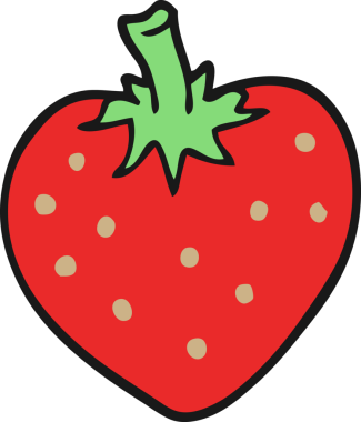 Bir insan tarafından çizilmiş çilek çizgi filmi.