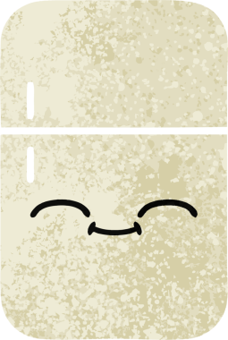 Bir insan tarafından çizilmiş buzdolabının retro çizim tarzı karikatürü.