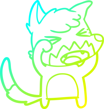 Kızgın bir tilki çizgi filminin soğuk gradyan çizimi. Bir insan tarafından çizilmiş gözleri.