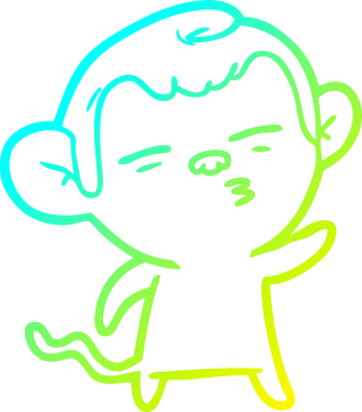 Bir insan tarafından çizilmiş şüpheli bir maymunun soğuk gradyan çizimi