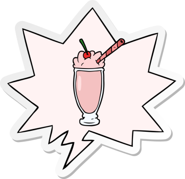 bir insan tarafından çizilmiş konuşma kabarcığı etiketli karikatür milkshake 'i