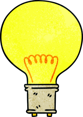 Bir insan tarafından çizilmiş garip çizgi film ampulü.