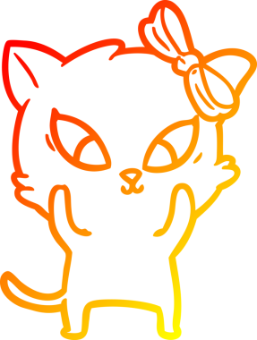 Bir insan tarafından çizilmiş çizgi film kedisinin sıcak çizgi çizimi