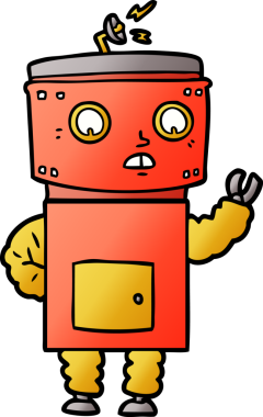 Bir insan tarafından çizilmiş çizgi film robotu