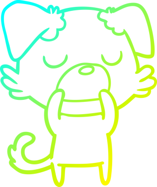 Bir insan tarafından çizilen çizgi film köpeğinin soğuk gradyan çizgisi.