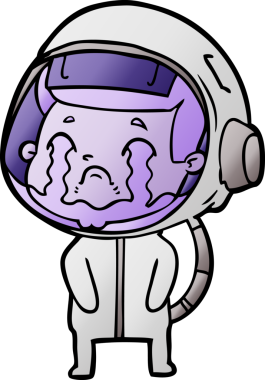 Bir insan tarafından çizilmiş ağlayan astronot çizgi filmi.