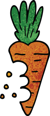 Bir insan tarafından çizilmiş ısırık izleri olan karalama havucu.