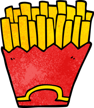 Bir insan tarafından çizilmiş patates kızartması.