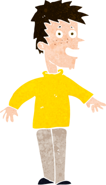 Bir insan tarafından çizilmiş mutlu çocuk çizgi filmi.