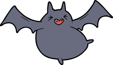 Bir insan tarafından çizilmiş ürkütücü çizgi film yarasası.