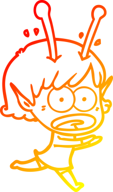 Bir çizgi film karakteri, bir insan tarafından çizilmiş bir uzaylı kız çizimi.