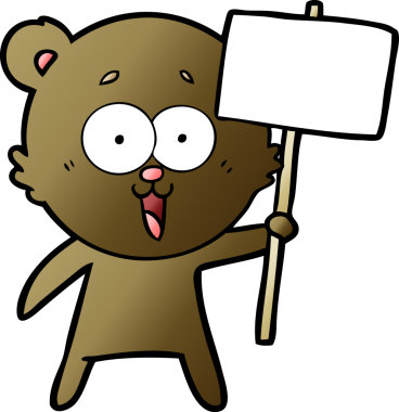 Bir insan tarafından çizilmiş gülen oyuncak ayı çizgi filmi.