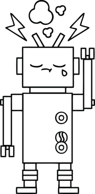 Bir insan tarafından çizilmiş ağlayan bir robot çizimi