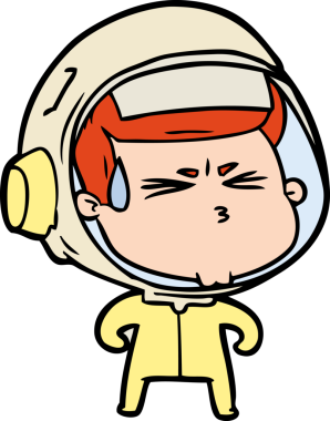 Çizgi film bir insan tarafından çizilmiş astronot.