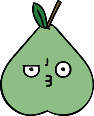 Bir insan tarafından çizilmiş yeşil armut karikatürü.