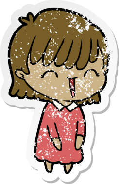 Bir insan tarafından çizilmiş karikatür bir kadının sıkıntılı çıkartması.