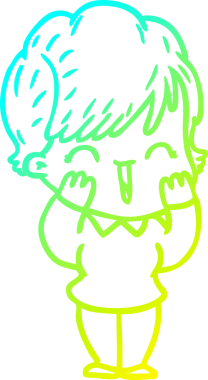 Bir insan tarafından çizilmiş gülen bir karikatür çizimi.