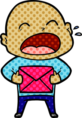 Bir insan tarafından çizilmiş kel adam diye bağıran çizgi film.