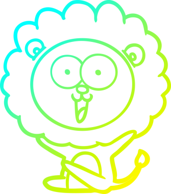 Bir insan tarafından çizilmiş mutlu çizgi film aslanı çizimi.