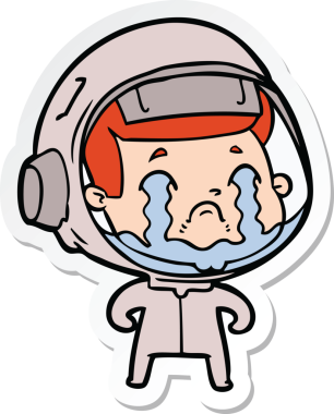 Bir insan tarafından çizilmiş ağlayan bir astronotun çıkartması.