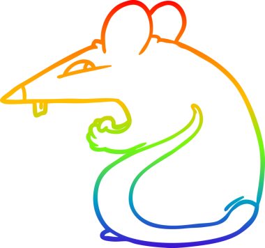 Bir insan tarafından çizilmiş sinsi bir çizgi film faresinin çizimi.