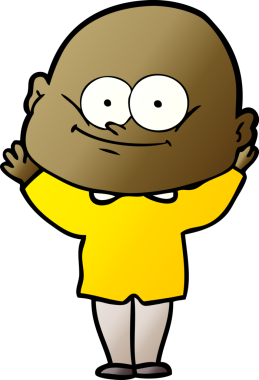 Bir insan tarafından çizilmiş kel bir adam.