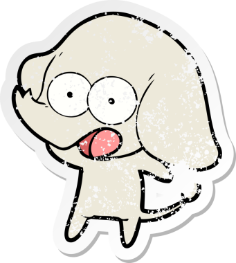 Bir insan tarafından çizilmiş şirin bir filin sıkıntılı çıkartması