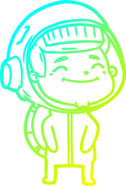 Bir insan tarafından çizilmiş mutlu bir astronotun soğuk gradyan çizimi.