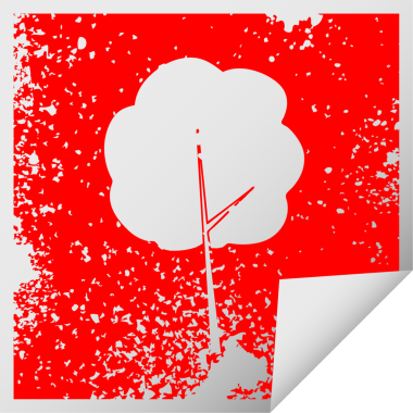 Sıkıntılı kare soyma etiketi bir insan tarafından çizilmiş tuhaf sembol ağacı.