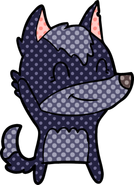 Bir insan tarafından çizilmiş dost canlısı bir kurt.