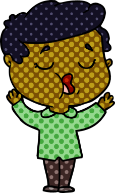 Bir insan tarafından çizilmiş karikatür adam konuşuyor.