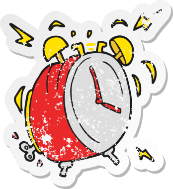 Bir insan tarafından çizilmiş bir çizgi filmin gerilimli çalar saati.