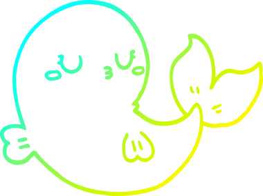 Bir insan tarafından çizilmiş bir karikatür balinası çizimi.