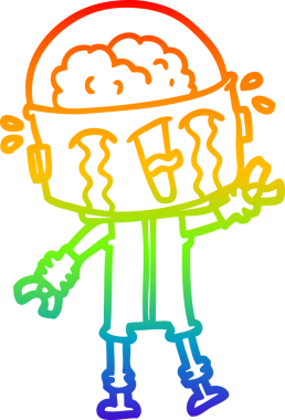 gökkuşağı gradyan çizgi çizimi bir insan tarafından çizilen ağlayan robot