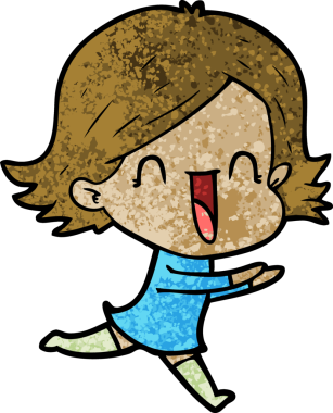 Bir insan tarafından çizilmiş mutlu bir kadın.