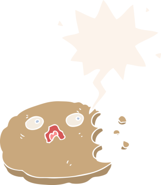 bir insan tarafından çizilmiş, konuşma baloncuklu çizgi film kurabiyesi.