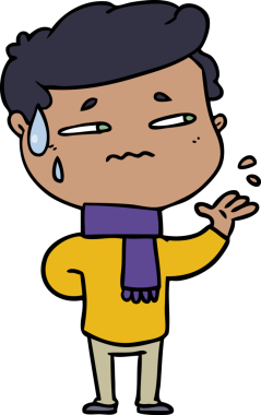 Bir insan tarafından çizilmiş endişeli bir adam.