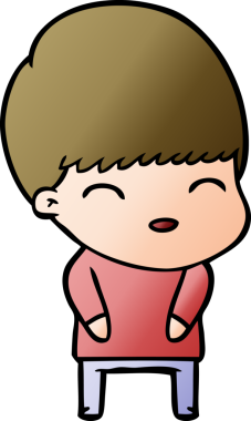 Bir insan tarafından çizilmiş mutlu çizgi film çocuğu.