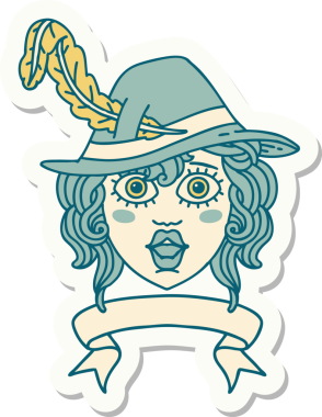 İnsan ozan karakterinin bir insan tarafından çizilmiş etiketi.